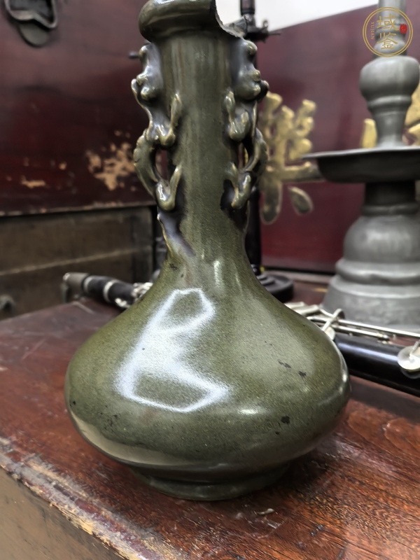 古玩陶瓷茶葉末釉撇口瓶真品鑒賞圖