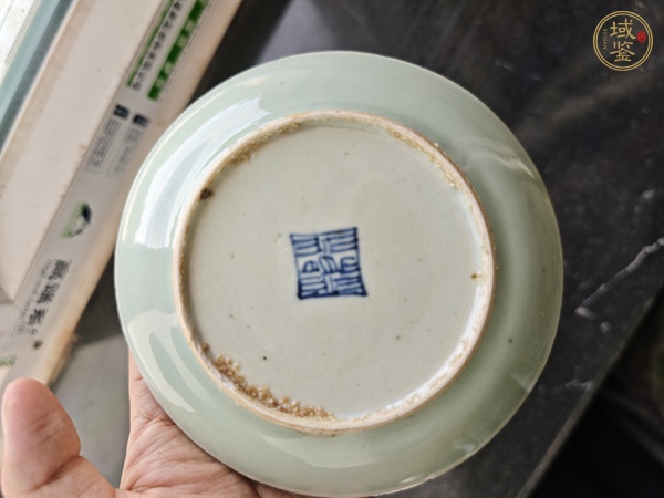 古玩清中期豆青釉盤(pán)真品鑒賞圖
