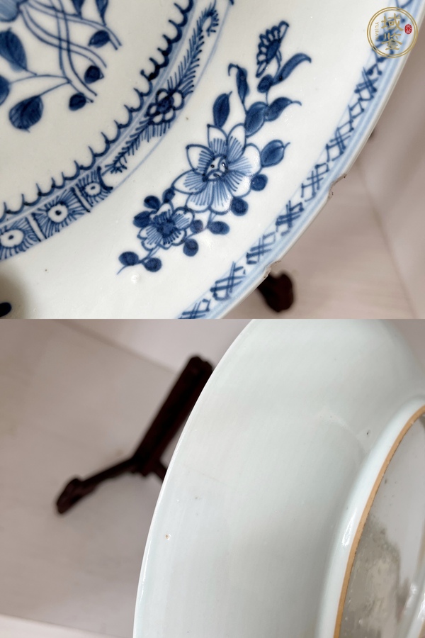 古玩陶瓷青花折枝花卉紋盤真品鑒賞圖