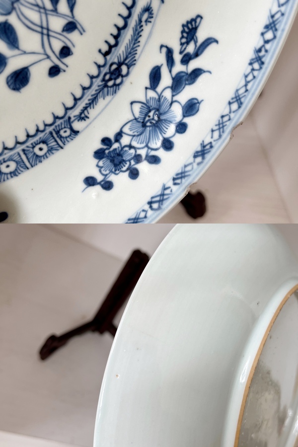 古玩陶瓷清早期青花折枝花卉紋盤拍賣，當前價格688元