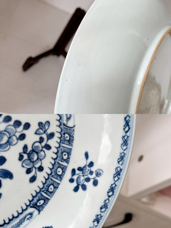 古玩陶瓷清早期青花折枝花卉紋盤拍賣，當前價格688元