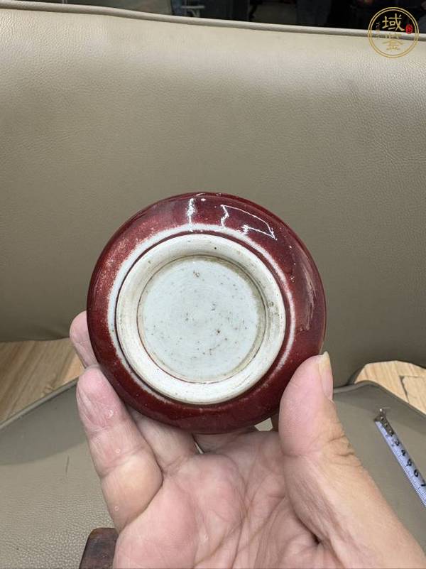 古玩陶瓷郎紅釉水盂真品鑒賞圖