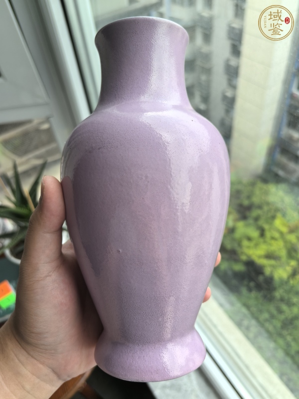 古玩陶瓷晚清胭脂粉釉瓶真品鑒賞圖