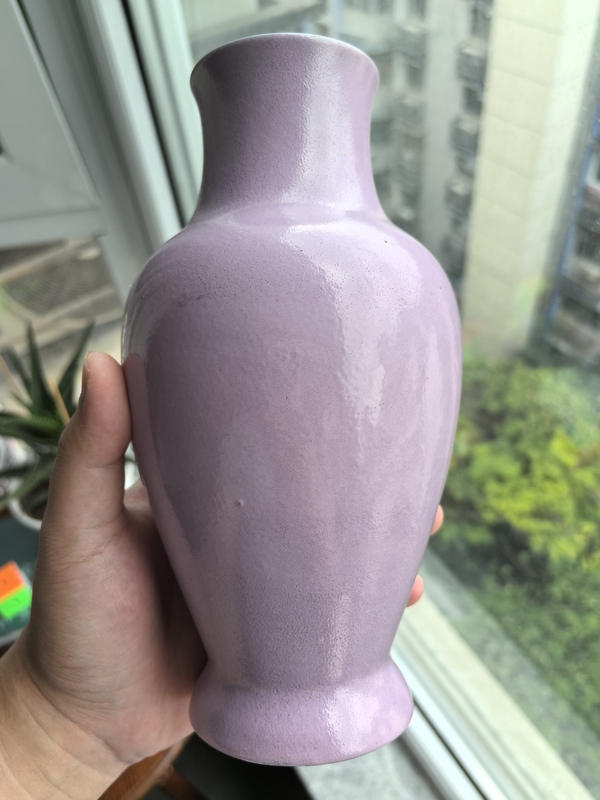 古玩陶瓷晚清胭脂粉釉觀音瓶拍賣,當前價格10000元