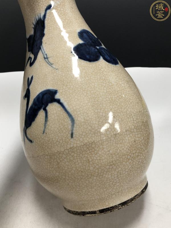 古玩陶瓷明晚·哥釉青花鹿鶴同春紋玉壺春瓶拍賣，當(dāng)前價(jià)格30000元