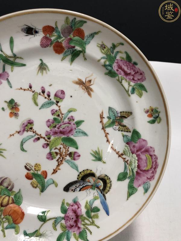 古玩陶瓷清晚·廣彩花蝶紋盤拍賣，當前價格3800元