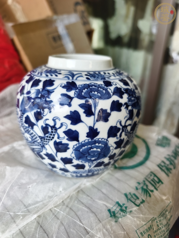 古玩陶瓷花間龍紋青花罐真品鑒賞圖