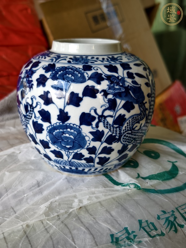 古玩陶瓷花間龍紋青花罐真品鑒賞圖