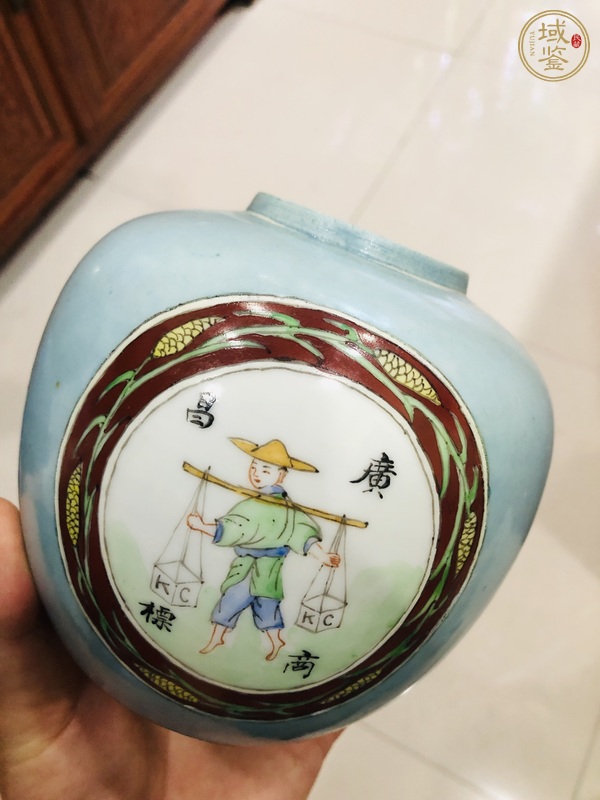 古玩陶瓷挑擔(dān)人物罐真品鑒賞圖