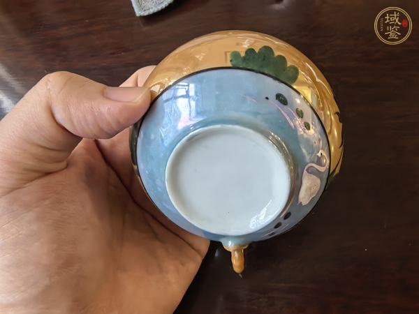 古玩陶瓷椰樹海鷗鵝紋執杯真品鑒賞圖