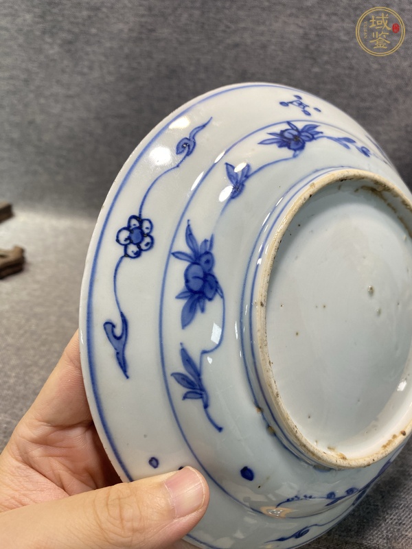 古玩陶瓷青花花卉紋盤真品鑒賞圖