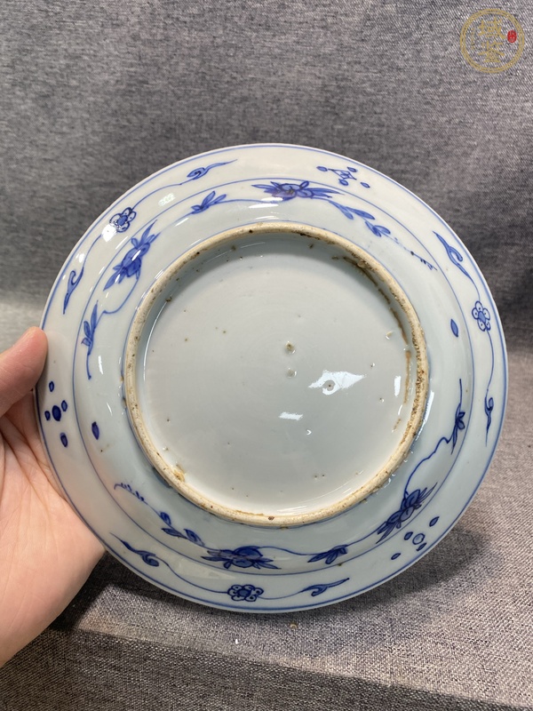古玩陶瓷青花花卉紋盤真品鑒賞圖