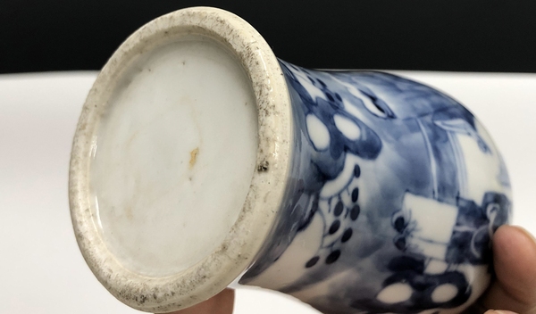 古玩陶瓷清晚·青花茂叔愛蓮紋雞腿瓶拍賣，當前價格2699元