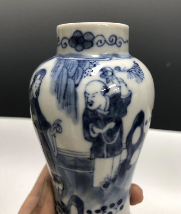 古玩陶瓷清晚·青花茂叔愛蓮紋雞腿瓶拍賣，當前價格2699元
