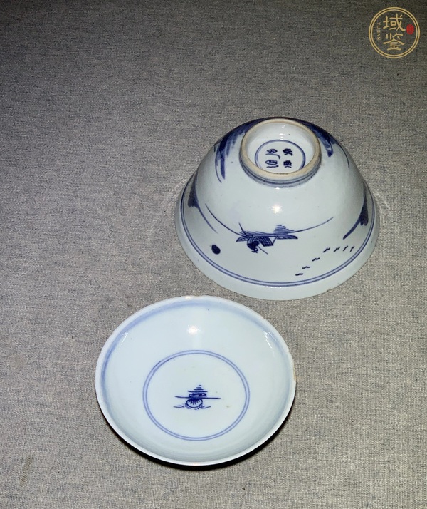 古玩陶瓷青花通景山水蓋碗真品鑒賞圖