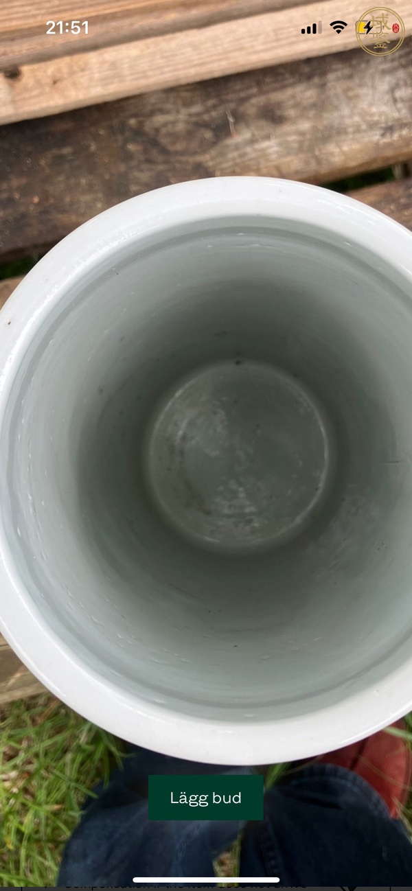 古玩陶瓷人物紋青花帽筒真品鑒賞圖