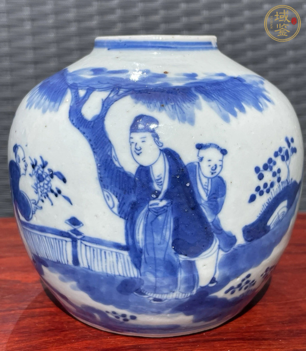 古玩人物紋青花罐真品鑒賞圖