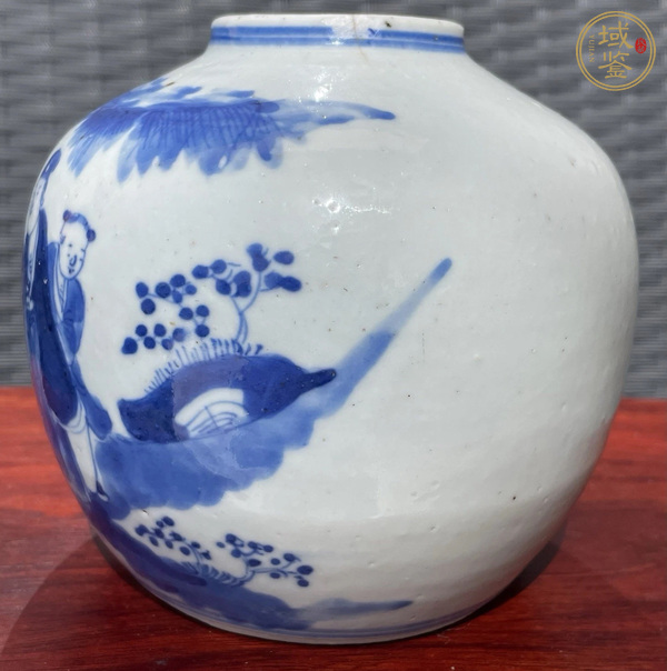 古玩陶瓷人物紋青花罐真品鑒賞圖