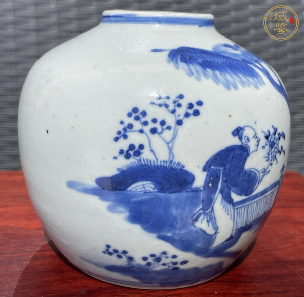 古玩陶瓷人物紋青花罐真品鑒賞圖