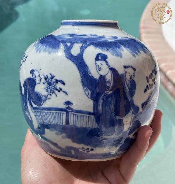 古玩陶瓷人物紋青花罐真品鑒賞圖