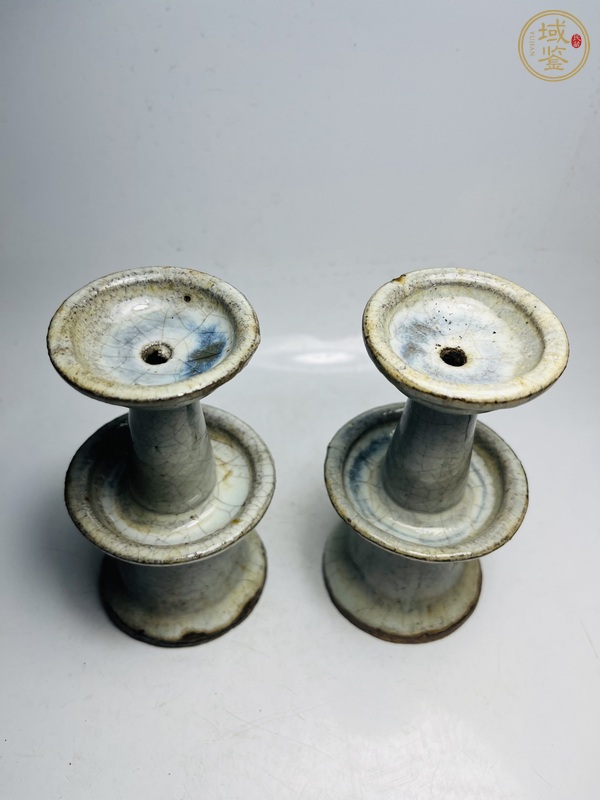 古玩陶瓷青花哥釉燭臺(tái)真品鑒賞圖