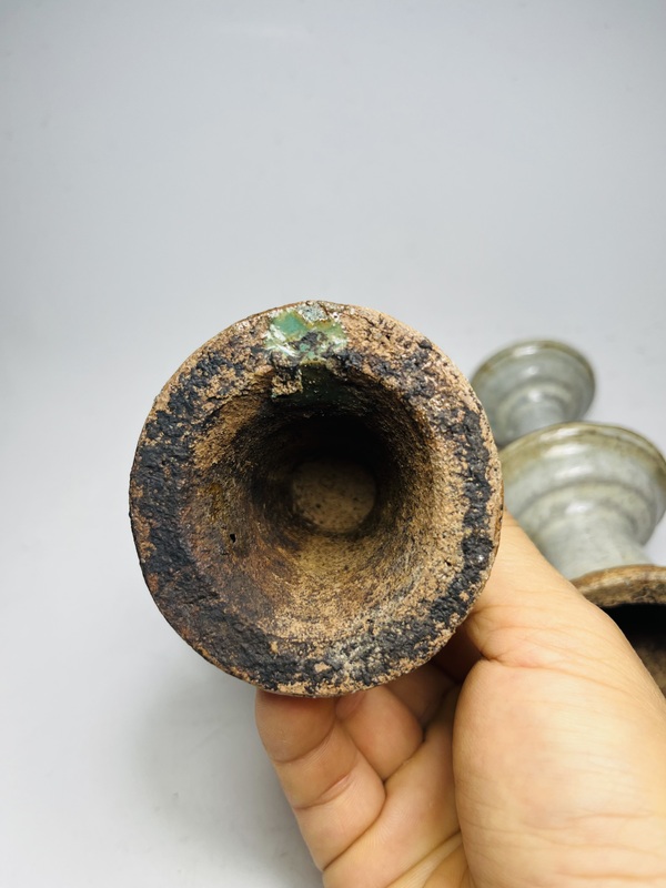 古玩陶瓷（清末民初）窯變哥釉燭臺一對拍賣，當前價格0元