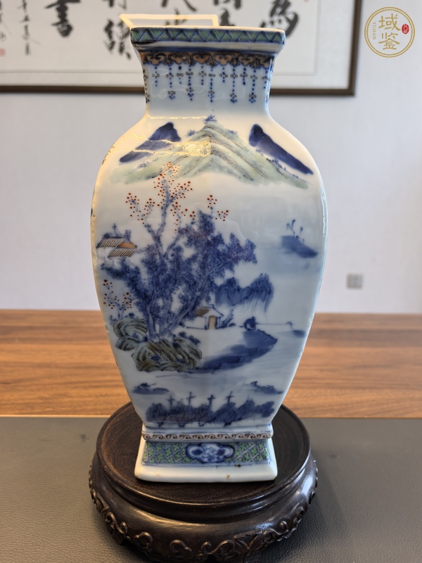 古玩陶瓷青花五彩加斗彩人物故事紋四方尊真品鑒賞圖
