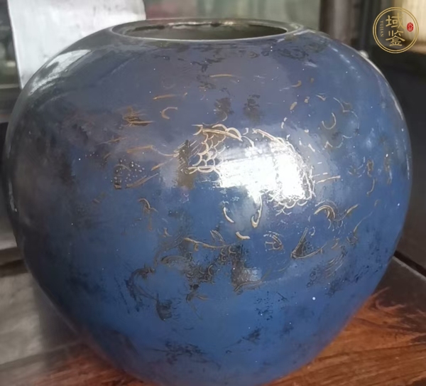 古玩陶瓷祭蘭釉描金龍紋罐真品鑒賞圖
