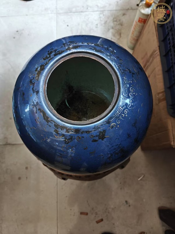 古玩陶瓷祭蘭釉描金龍紋罐真品鑒賞圖