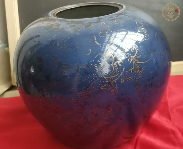 古玩陶瓷祭蘭釉描金龍紋罐真品鑒賞圖