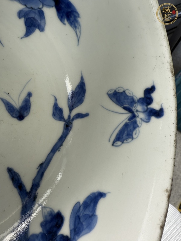 古玩陶瓷日本明治青花花卉紋高足碗真品鑒賞圖