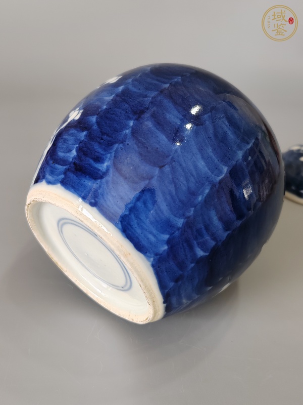 古玩陶瓷青花留白冰梅紋蓋罐真品鑒賞圖