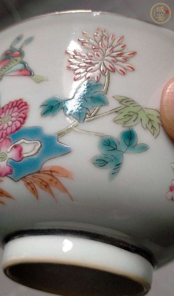 古玩陶瓷清光緒 粉彩蝶戀花蓋碗真品鑒賞圖