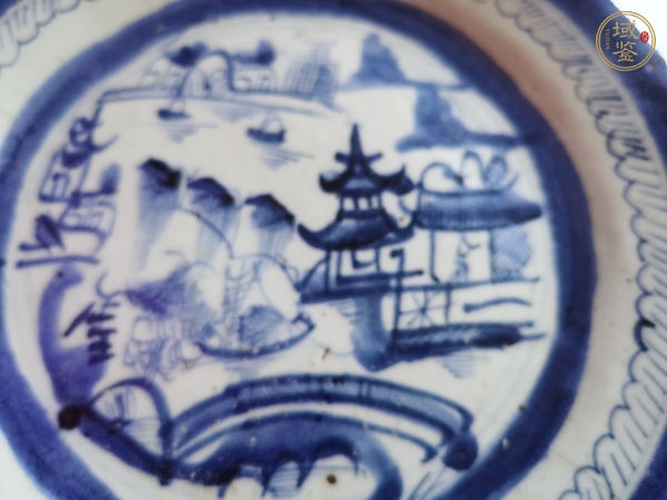 古玩陶瓷青花山水紋盤真品鑒賞圖