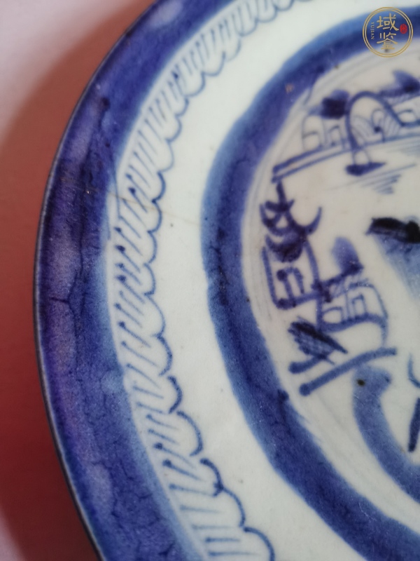 古玩陶瓷青花山水紋盤真品鑒賞圖