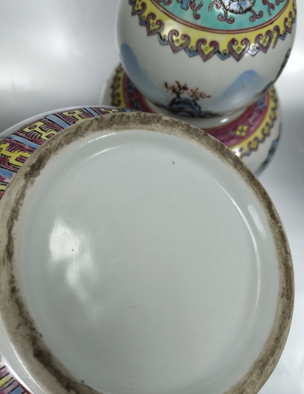 古玩陶瓷粉彩山水人物紋葫蘆瓶(鏡像一對)拍賣,當前價格2999元