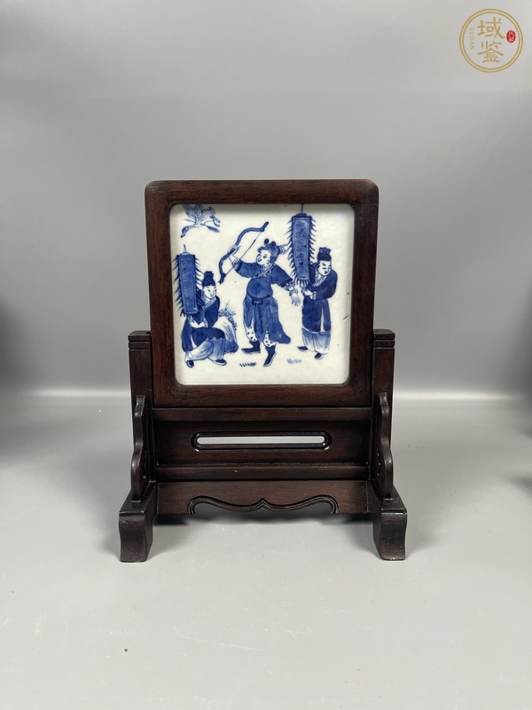 古玩陶瓷人物紋青花瓷板畫真品鑒賞圖