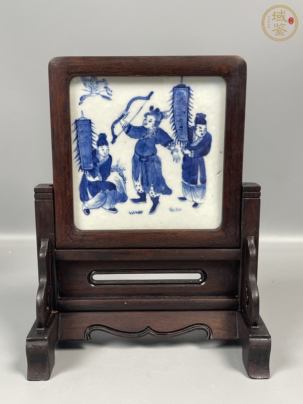 古玩陶瓷人物紋青花瓷板畫真品鑒賞圖