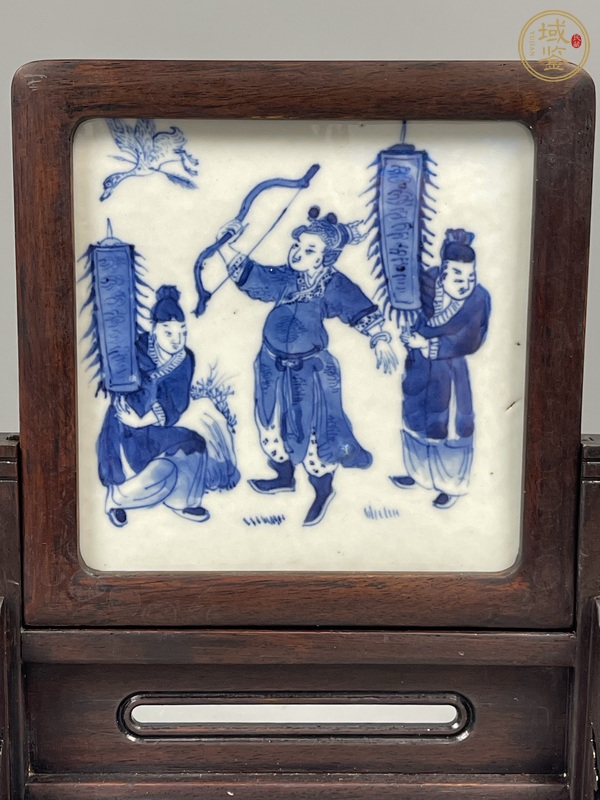 古玩陶瓷人物紋青花瓷板畫真品鑒賞圖
