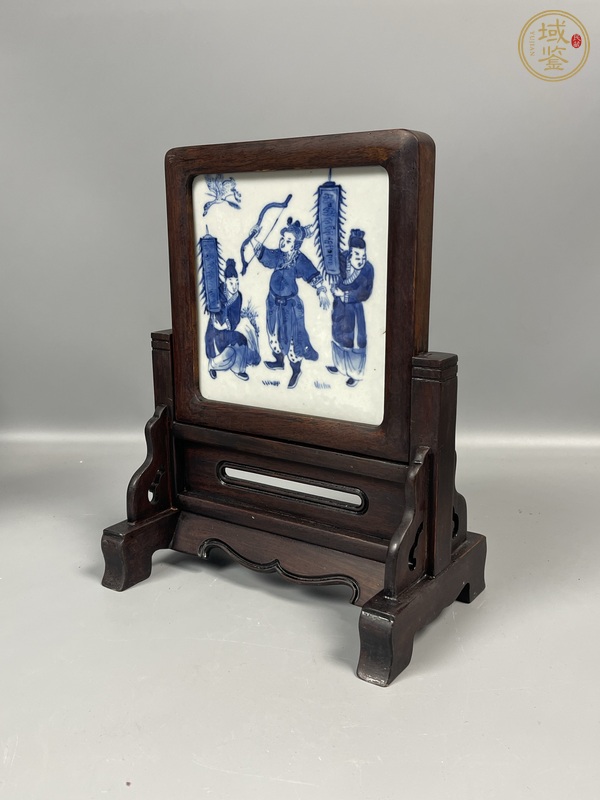 古玩陶瓷人物紋青花瓷板畫真品鑒賞圖
