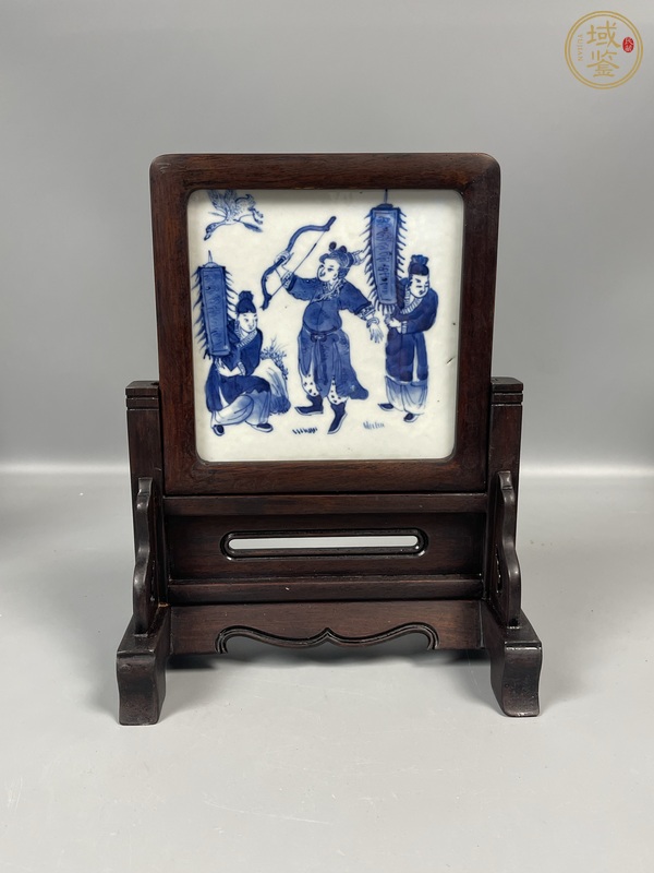 古玩陶瓷人物紋青花瓷板畫真品鑒賞圖
