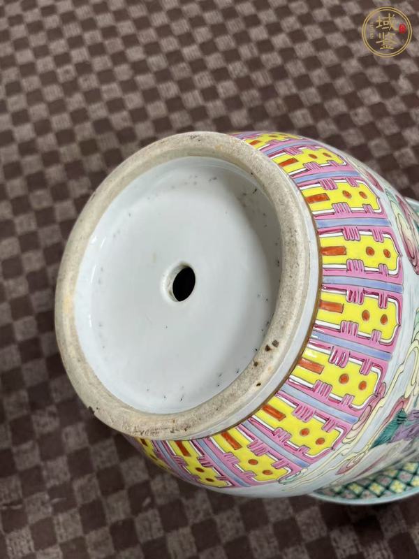古玩陶瓷王子五彩人物花盆真品鑒賞圖