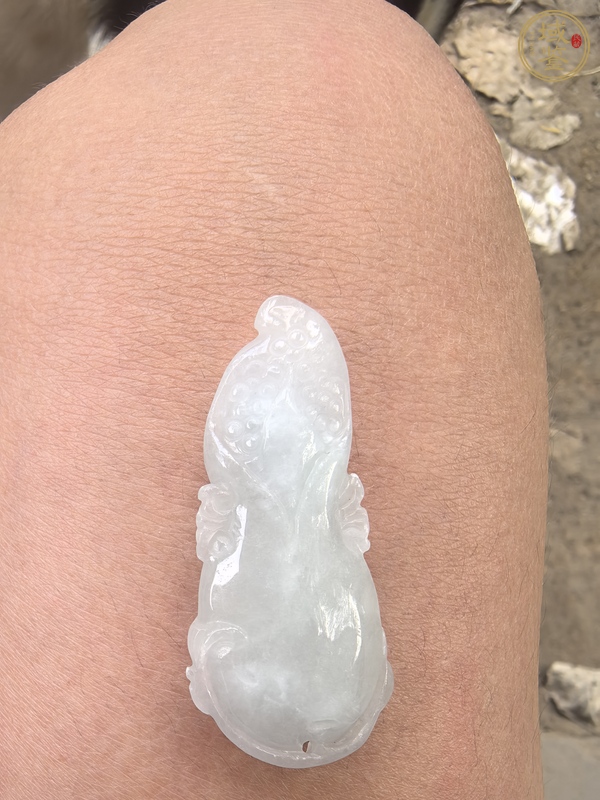 古玩玉器翡翠雕“福如意”掛墜真品鑒賞圖
