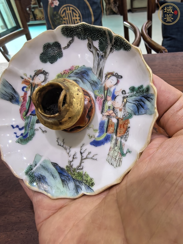 古玩陶瓷粉彩人物香插真品鑒賞圖
