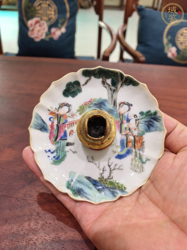 古玩陶瓷粉彩人物香插真品鑒賞圖
