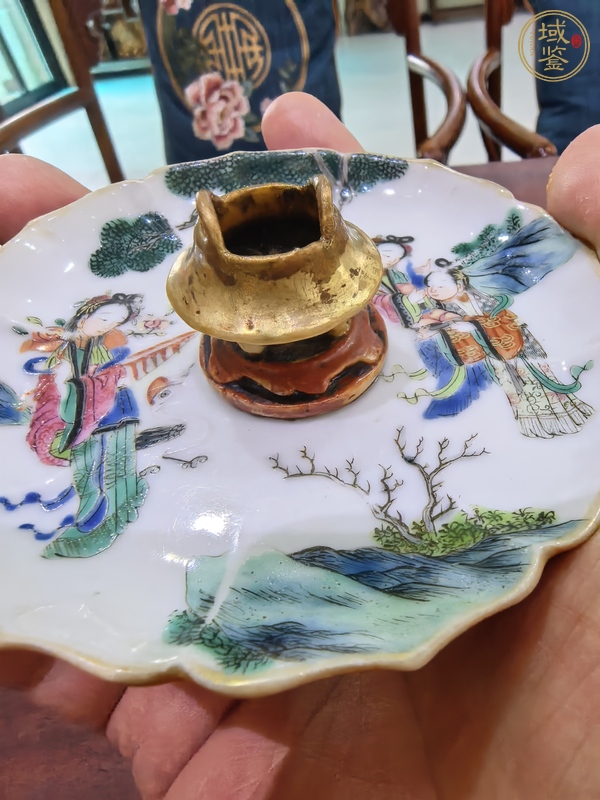 古玩陶瓷粉彩人物香插真品鑒賞圖