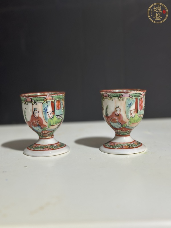 古玩人物紋廣彩高足杯真品鑒賞圖