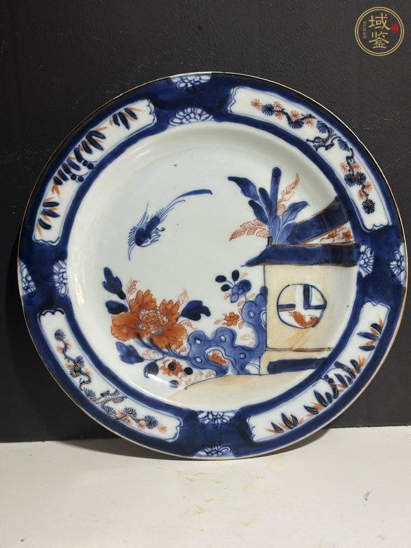 古玩陶瓷青花礬紅花鳥紋盤真品鑒賞圖
