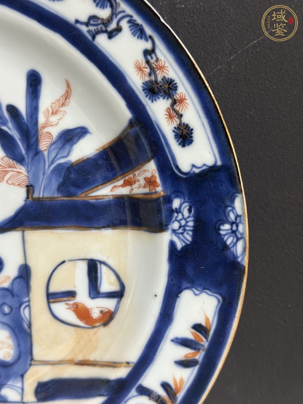 古玩陶瓷青花礬紅花鳥紋盤真品鑒賞圖