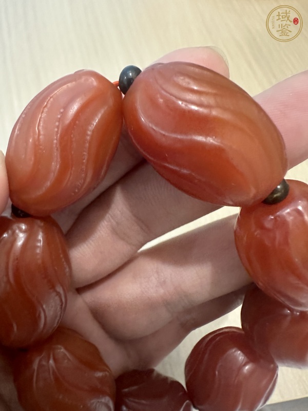 古玩玉器紅瑪瑙珠串真品鑒賞圖